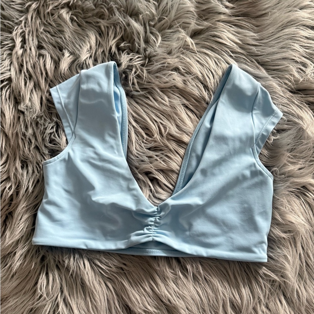 La Hearts Sky Blue Swim Crop Top